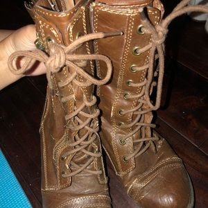 brown combat boots